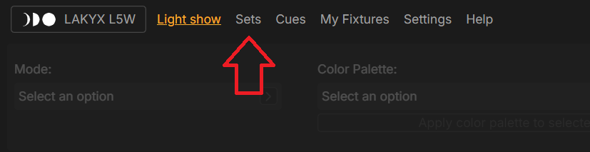 Create Set screen: selection