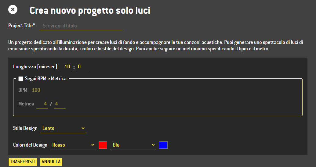 Create lights-only project screen