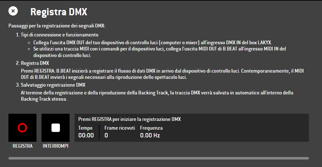 Software screen: record DMX