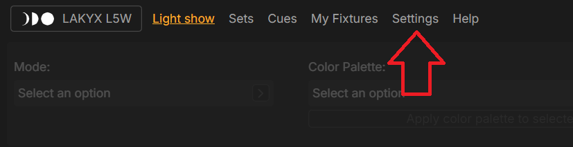 Art-Net settings screen